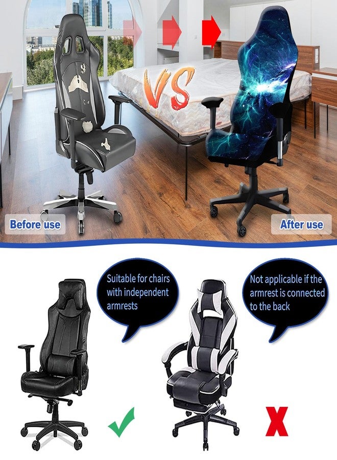 QYZDLM Gaming Chair Covers Slipcovers, 3D Printing Stretchable Elastic Computer Reclining Gaming Chair Seat Cover with Armrest Cover (No Chairs)(H) - Image 5